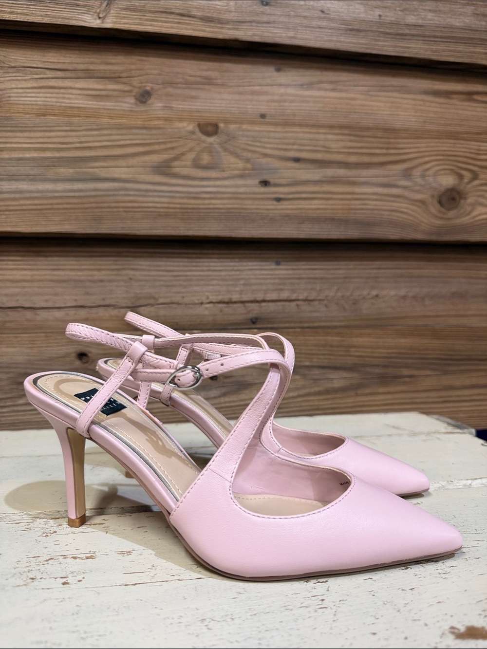 White House Black Market “Arianna Goddess Pink” Pointed Strap Stiletto Heel